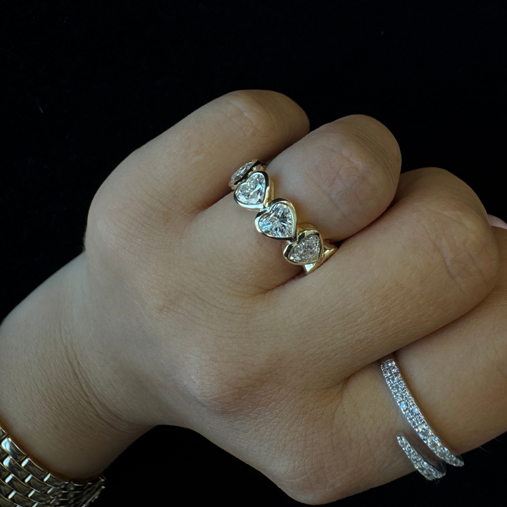Bezel Set Heart Shape East to West Lab Grown Diamond Eternity Band