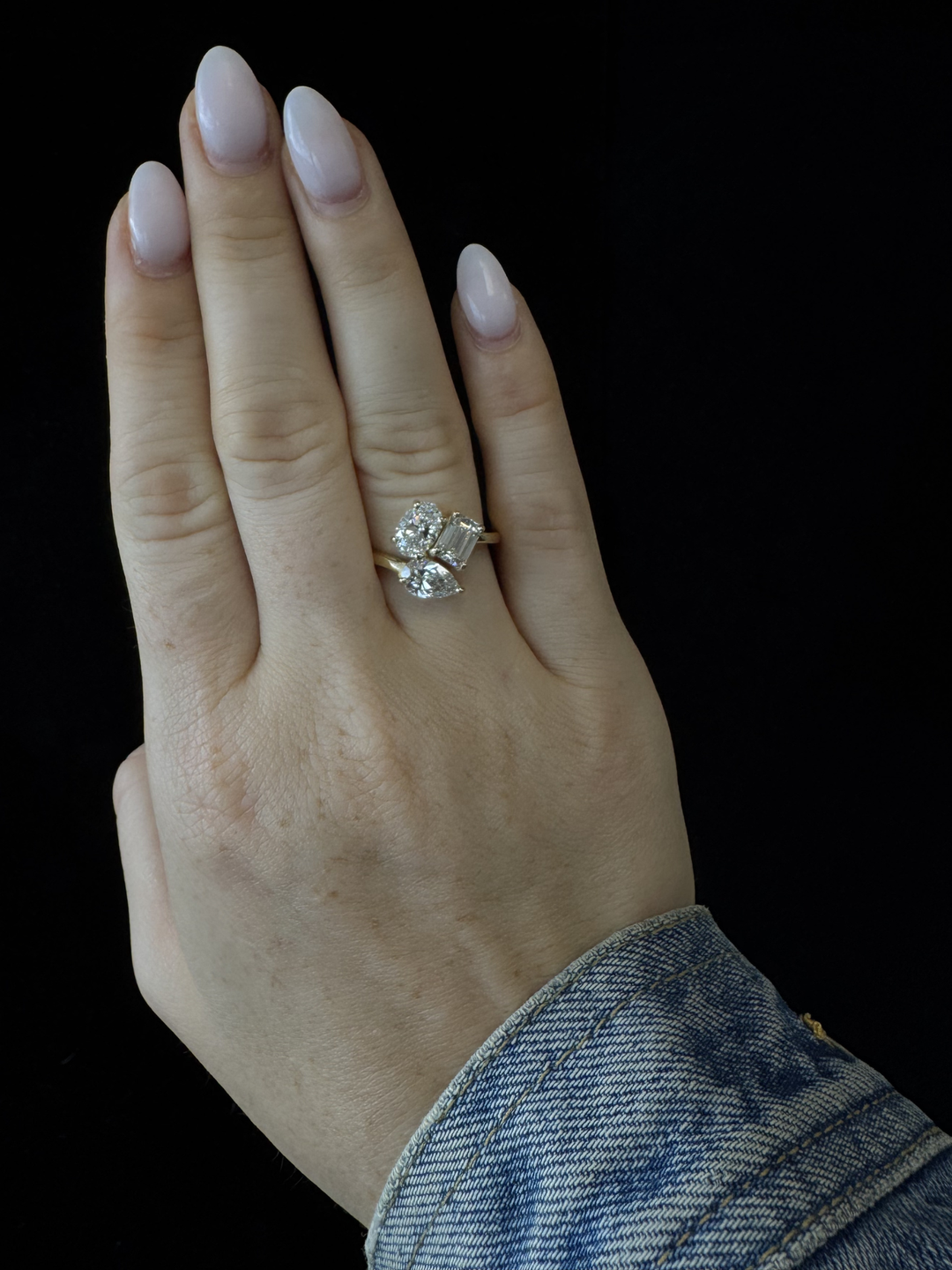 Toi et Moi Three Stone - Pear, Oval & Emerald Cut Lab Grown Diamond Engagement Ring