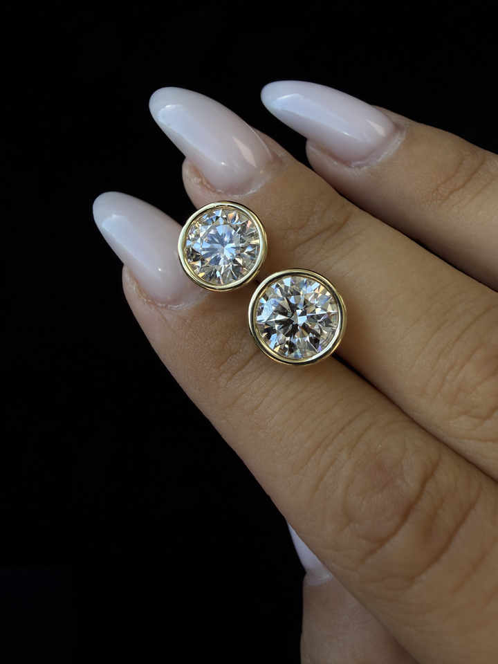 Bezel Set Round Cut Lab-Grown Diamond Studs