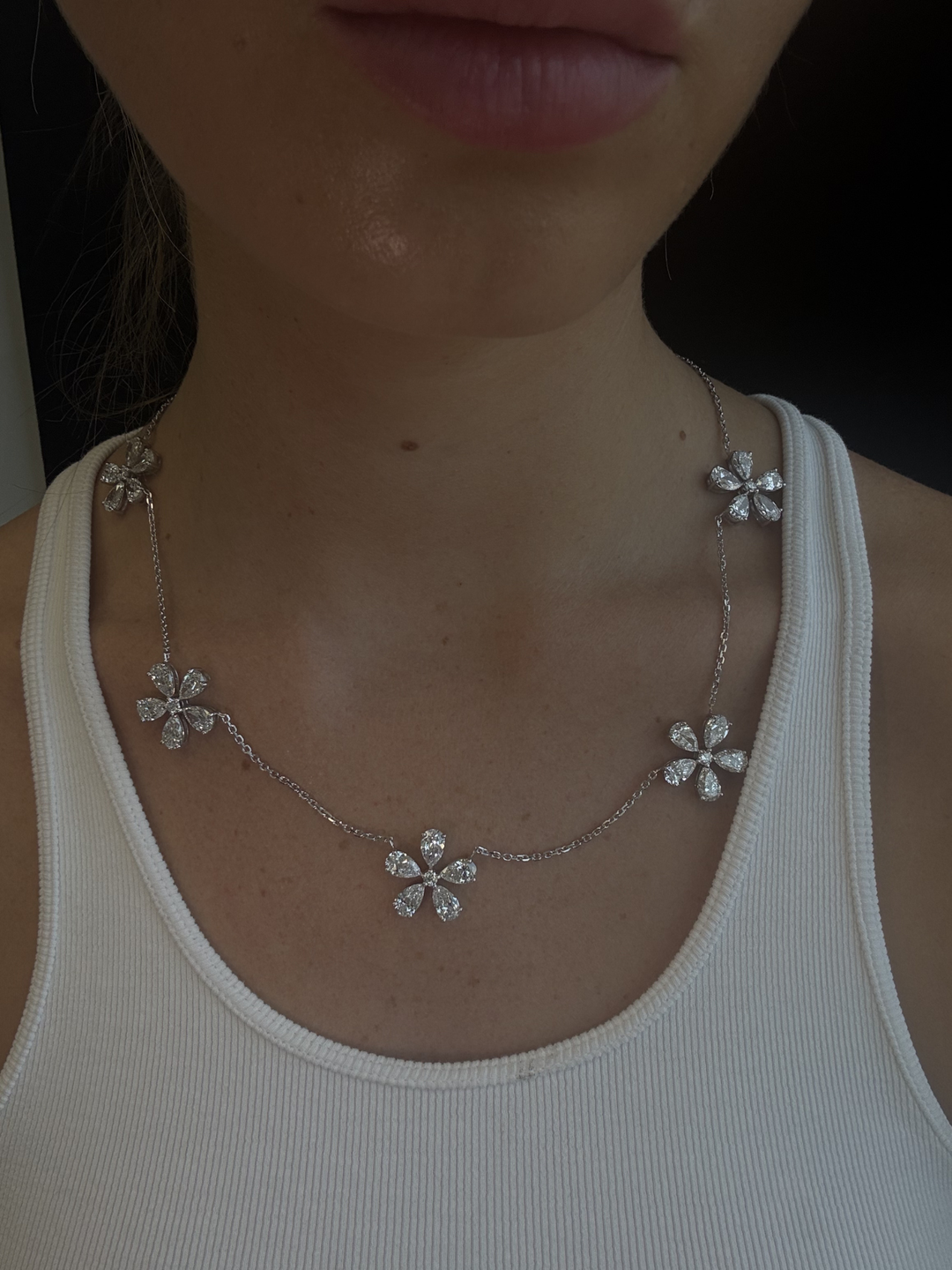 Five Flower Lab Grown Diamond Necklace