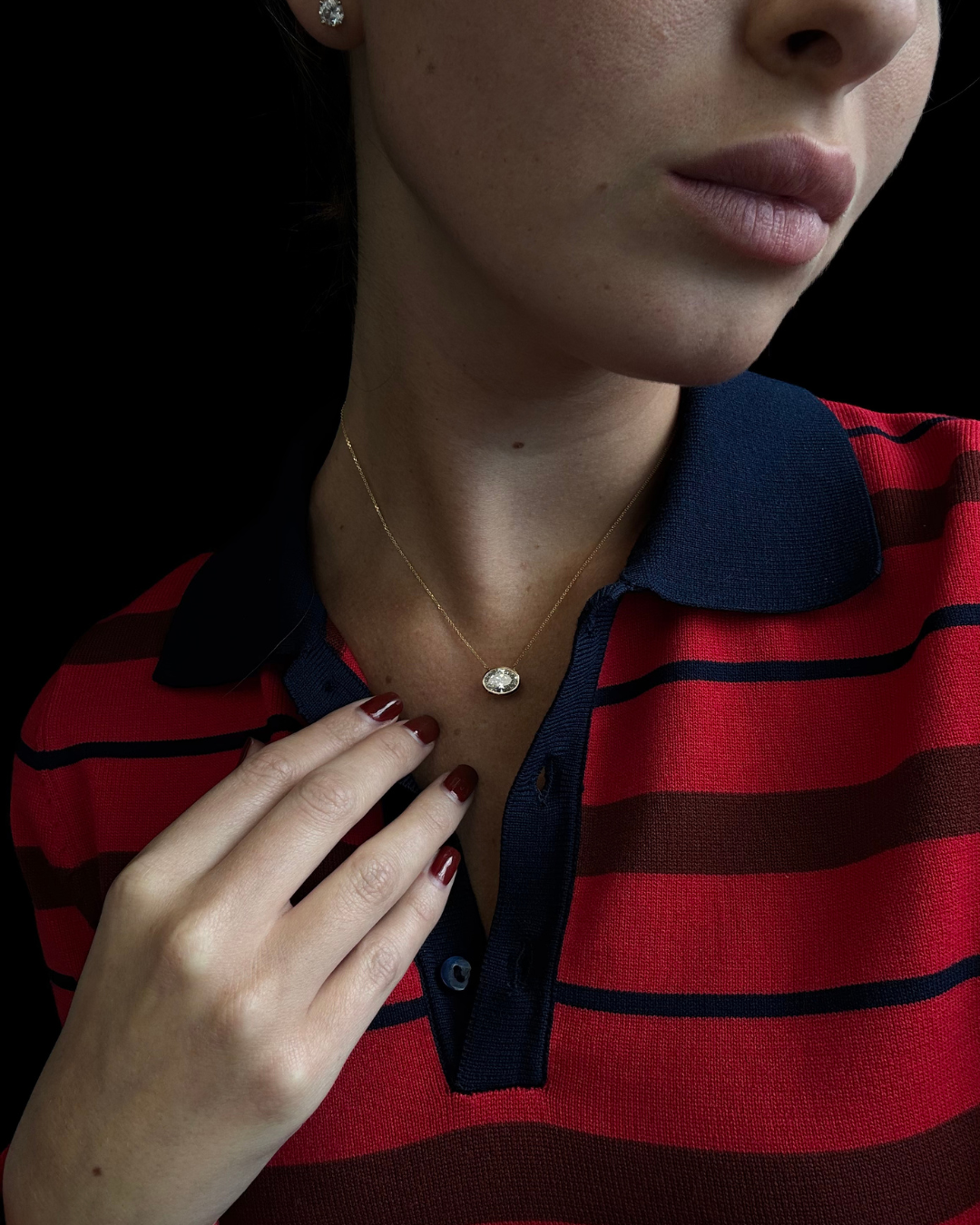 Oval Shape Bezel Set Lab Grown Diamond Pendant