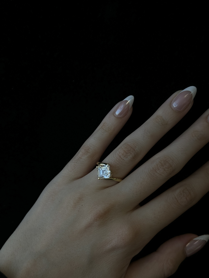 Asscher Cut Solitaire Lab Grown Diamond Engagement Ring