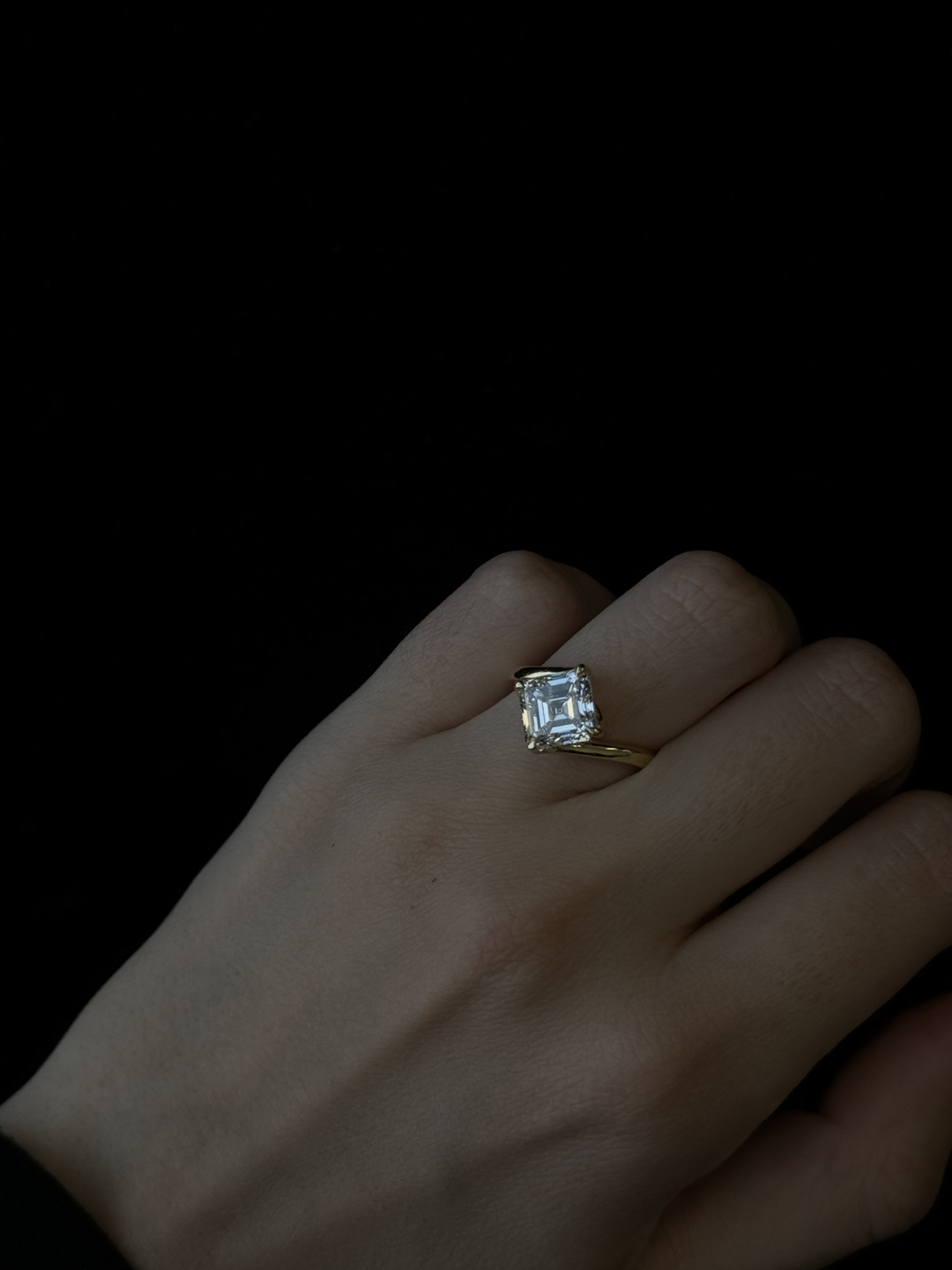 Asscher Cut Solitaire Lab Grown Diamond Engagement Ring