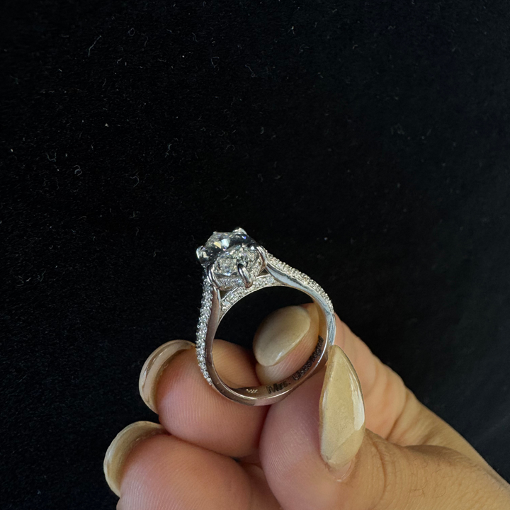 Marquise Shape Lab-Grown Diamond with Three Row Pave and Hidden Halo-1CT-10CT-Platinum