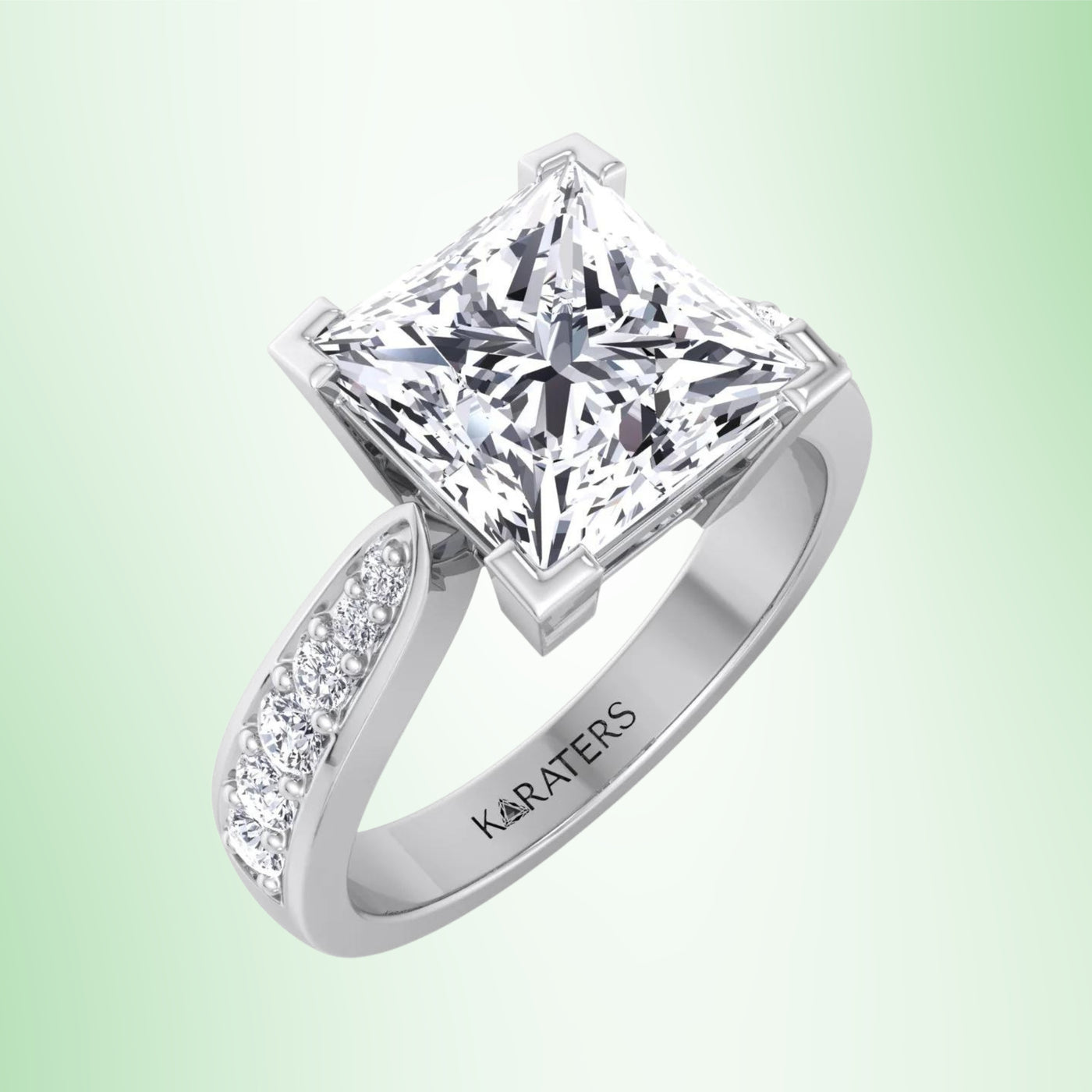 Calgary - Princess Cut Lab-Grown Diamond Engagement Ring with SideStones Channel Setting