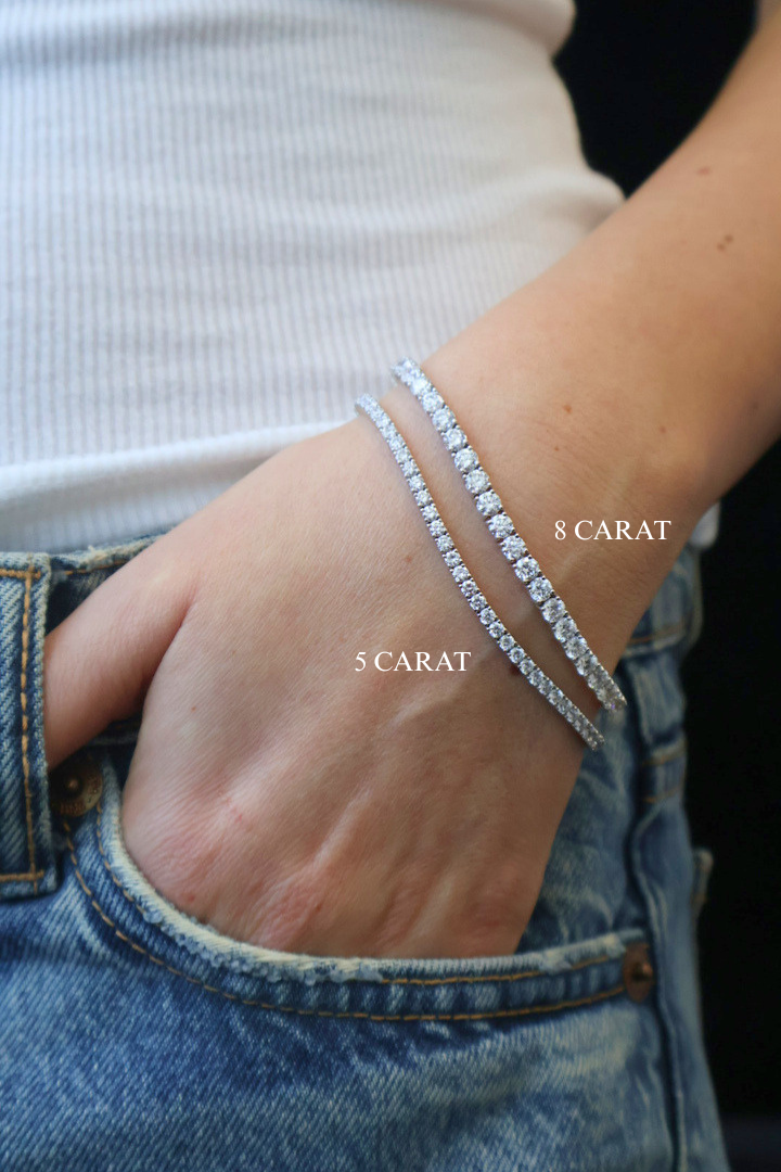 4 Prong Round Cut Lab-Grown Diamond Tennis Bracelet 14K Solid Gold