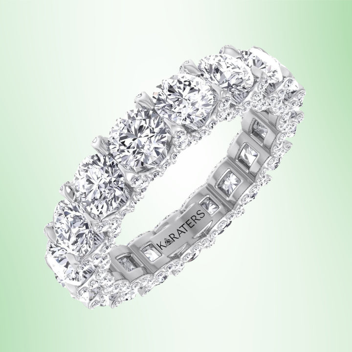 Luarca - Round Cut Lab Grown Diamond Eternity Band With Hidden Halo