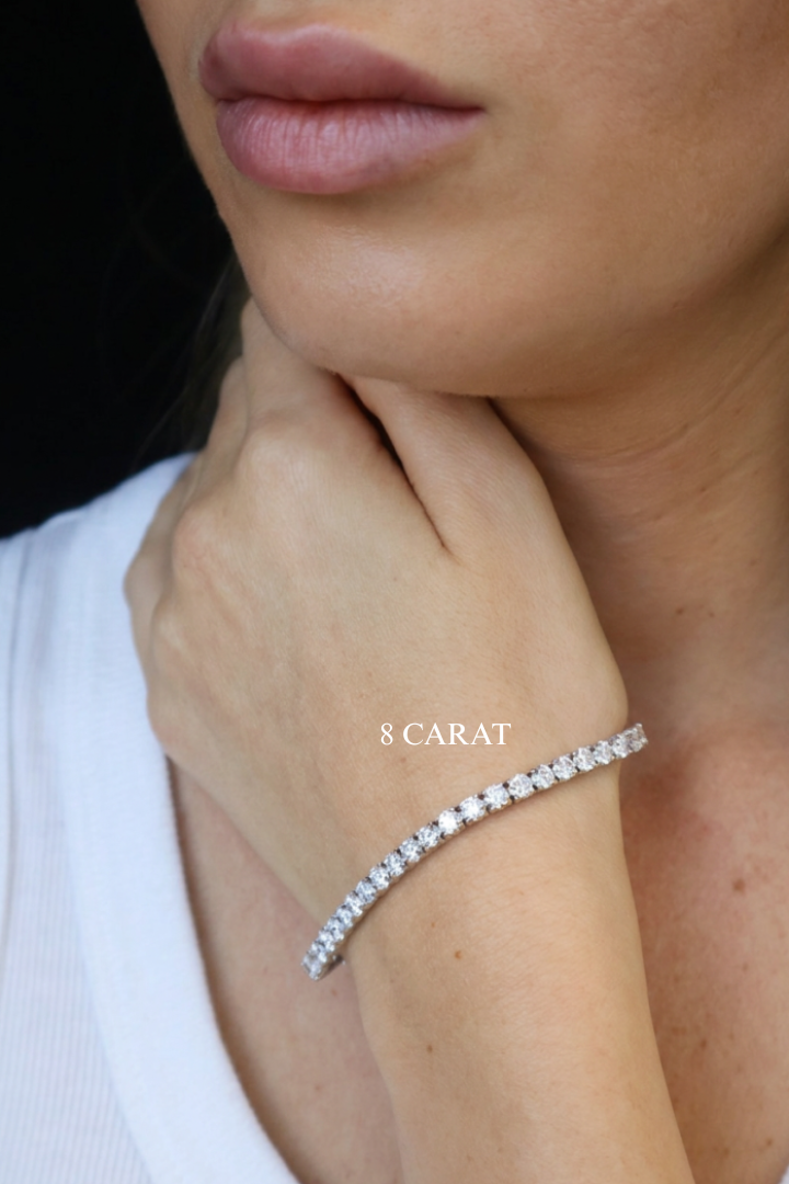 4 Prong Round Cut Lab-Grown Diamond Tennis Bracelet 14K Solid Gold