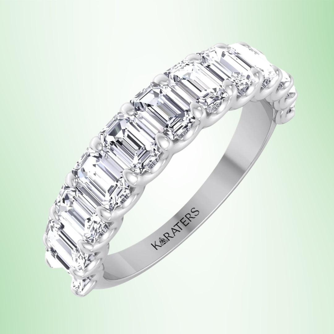 Zamora - Emerald Cut Lab Grown Diamond Semi/Halfway Eternity Band