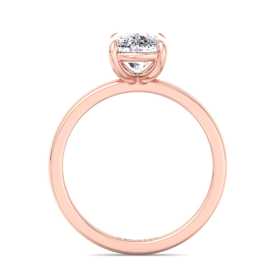 Alea Elongated Cushion Solitaire Lab Diamond Engagement Ring Rose, Profile