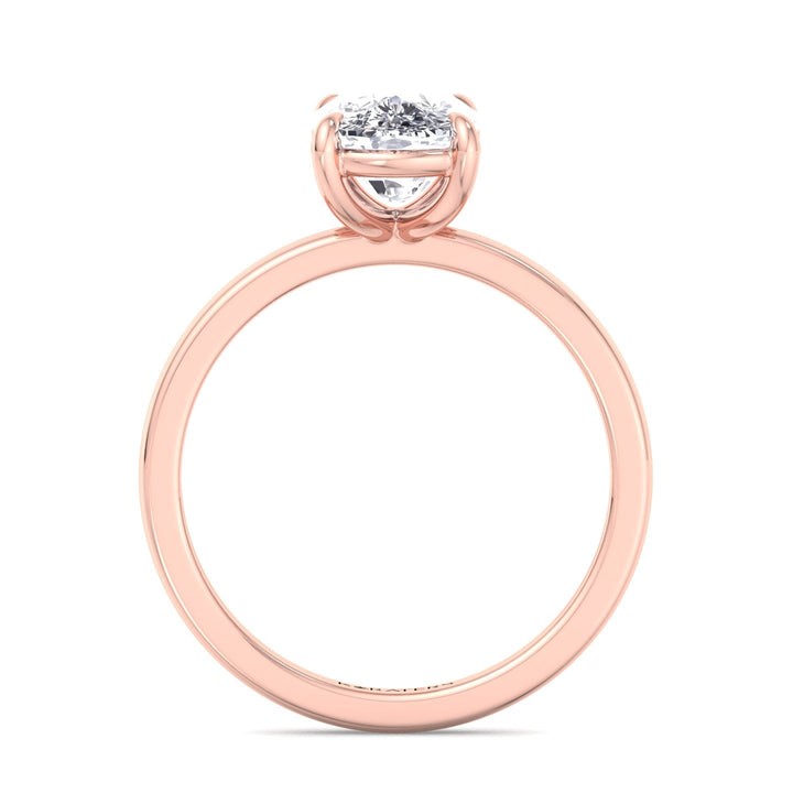 Alea Elongated Cushion Solitaire Lab Diamond Engagement Ring Rose, Profile