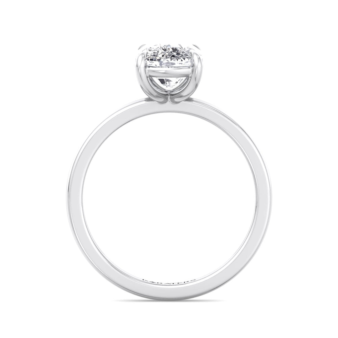 Alea Elongated Cushion Solitaire Lab Diamond White Gold Ring, Profile