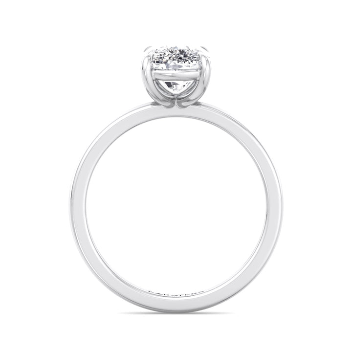 Alea Elongated Cushion Solitaire Lab Diamond White Gold Ring, Profile