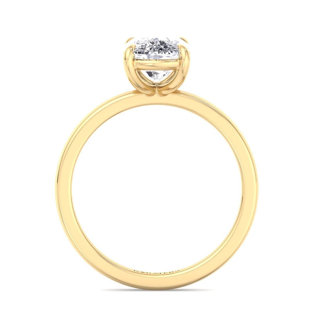 Alea Elongated Cushion Solitaire Lab Diamond Yellow Gold Ring, Profile 