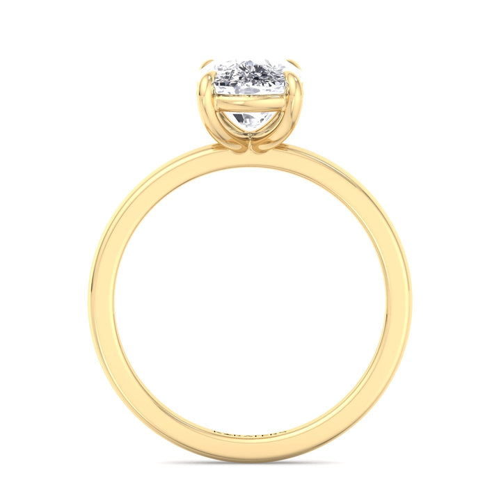 Alea Elongated Cushion Solitaire Lab Diamond Yellow Gold Ring, Profile 