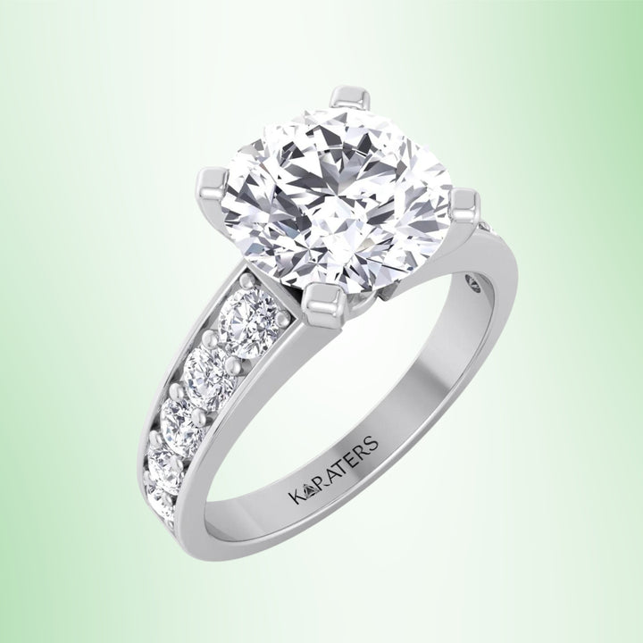 Almere - Round Cut Lab Grown Diamond Engagement Ring With SideStones