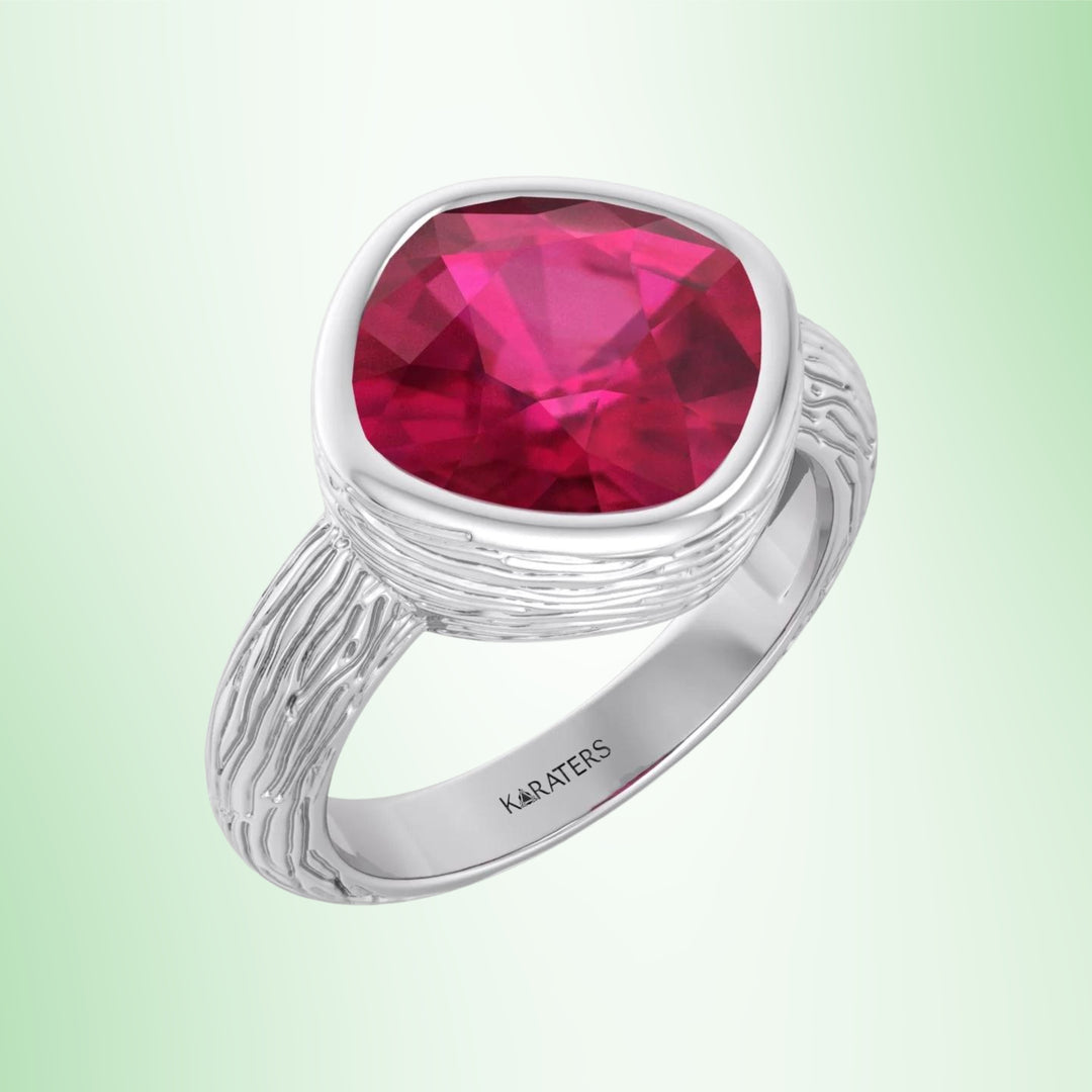 Amalfi - Cushion Cut Solitaire Lab Grown Ruby Engagement Ring