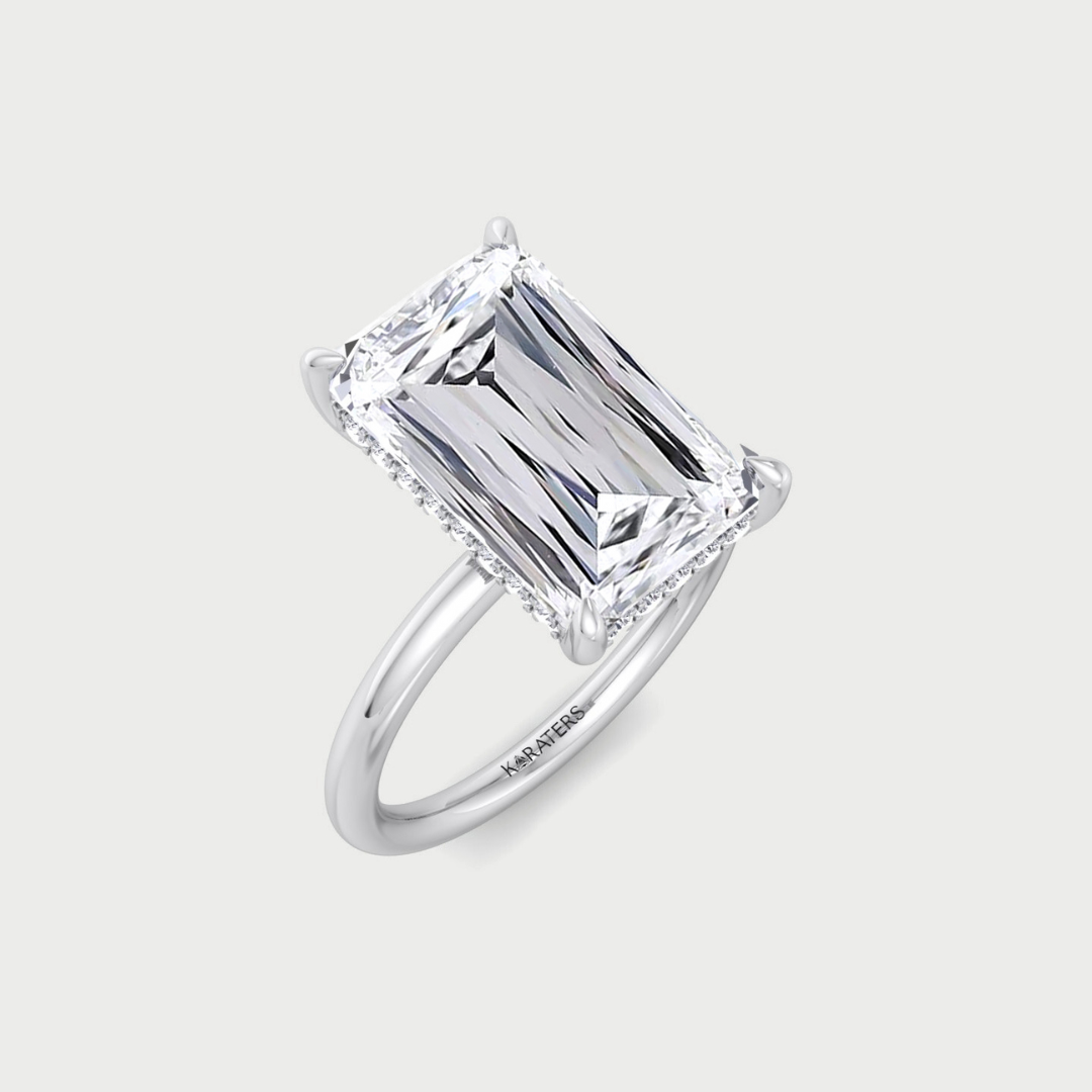 Ashoka Lab Grown Diamond Solitaire Engagement Ring (Criss Emerald Cut)
