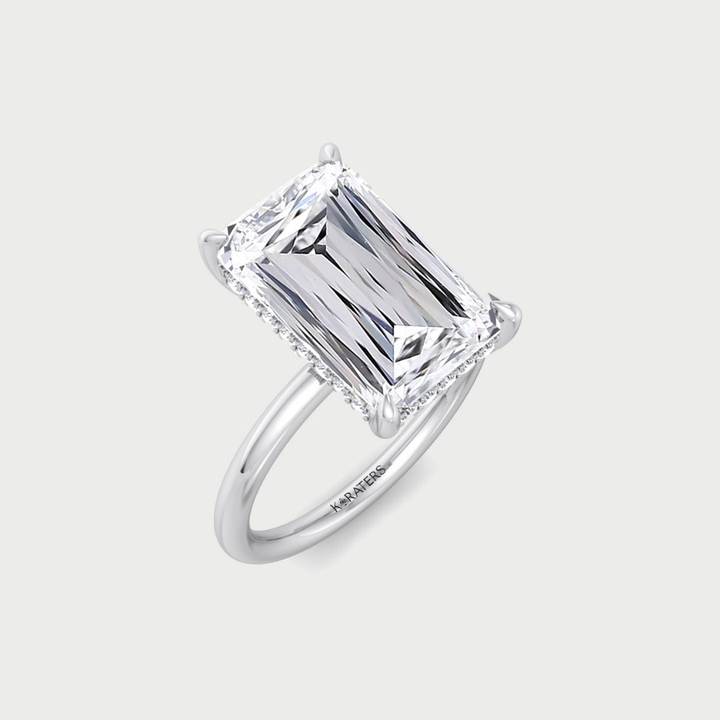 Ashoka Lab Grown Diamond Solitaire Engagement Ring (Criss Emerald Cut)