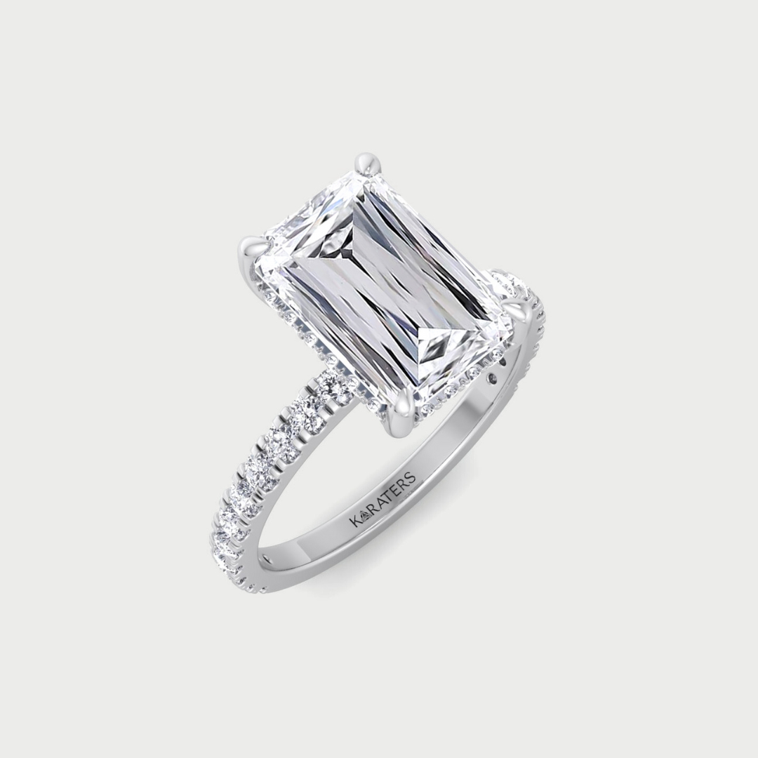 Ashoka Lab Grown Diamond Engagement Ring with Pavé Band
