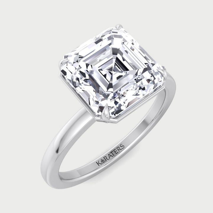 Asscher Cut Lab Grown Diamond Solitaire Engagement Ring