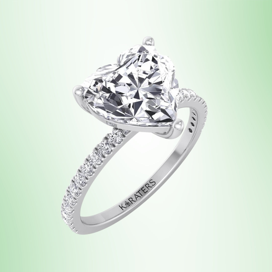 Azalea - Heart Lab Diamond Engagement Ring SideStones