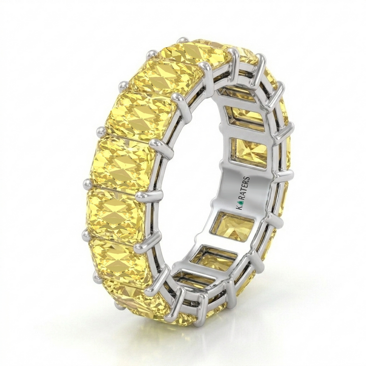 Fancy Yellow Radiant Shape Lab Grown Diamond Eternity Band WG 2