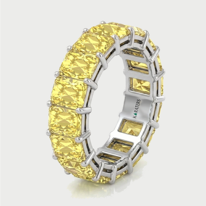 Fancy Yellow Radiant Shape Lab Grown Diamond Eternity Band WG