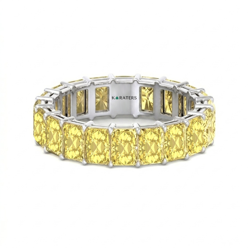Fancy Yellow Radiant Shape Lab Grown Diamond Eternity Band WG 3