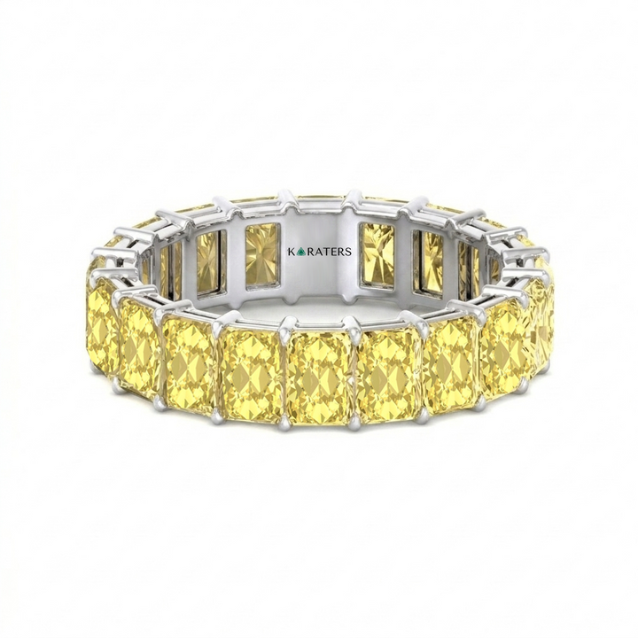 Fancy Yellow Radiant Shape Lab Grown Diamond Eternity Band WG 3