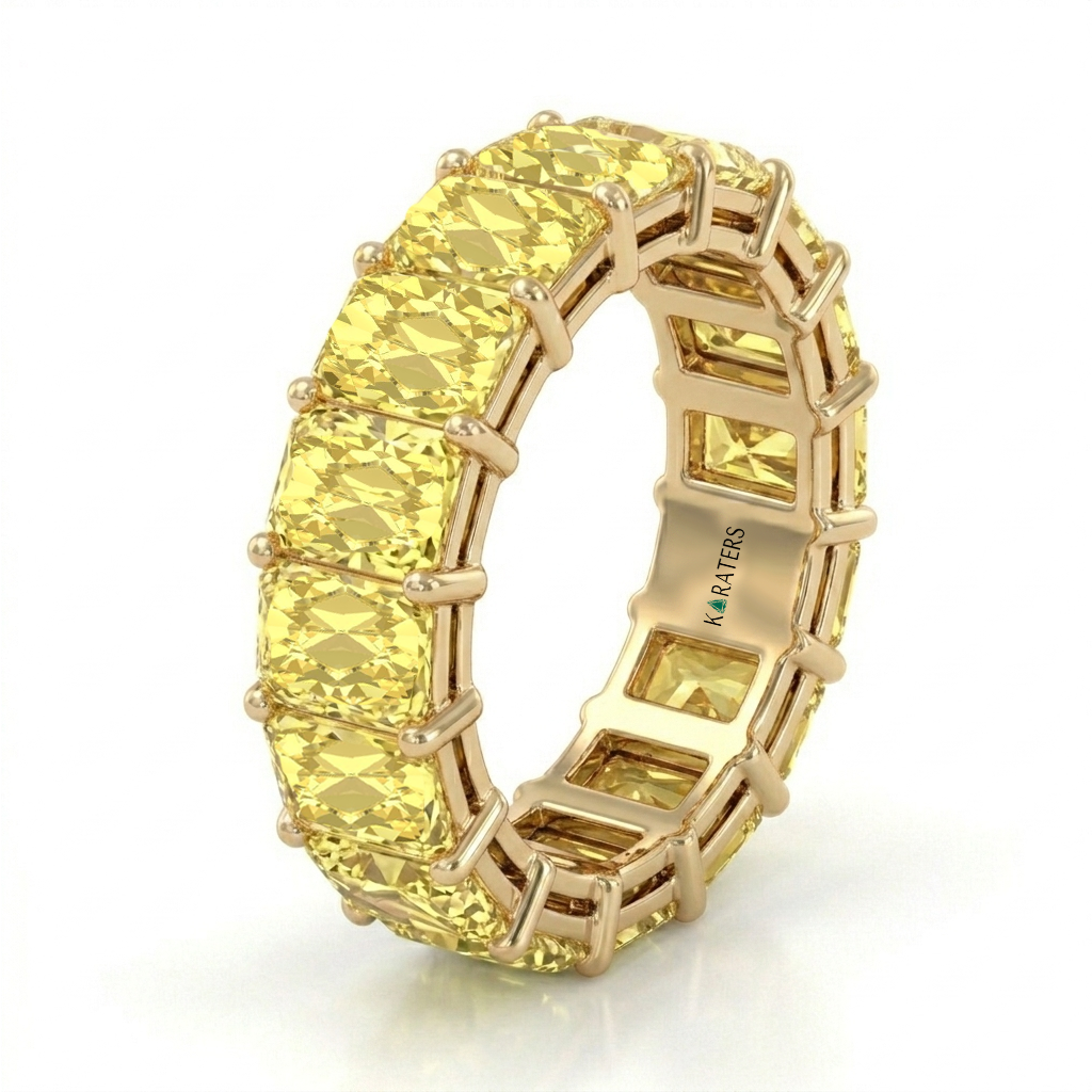 Fancy Yellow Radiant Shape Lab Grown Diamond Eternity Band YG