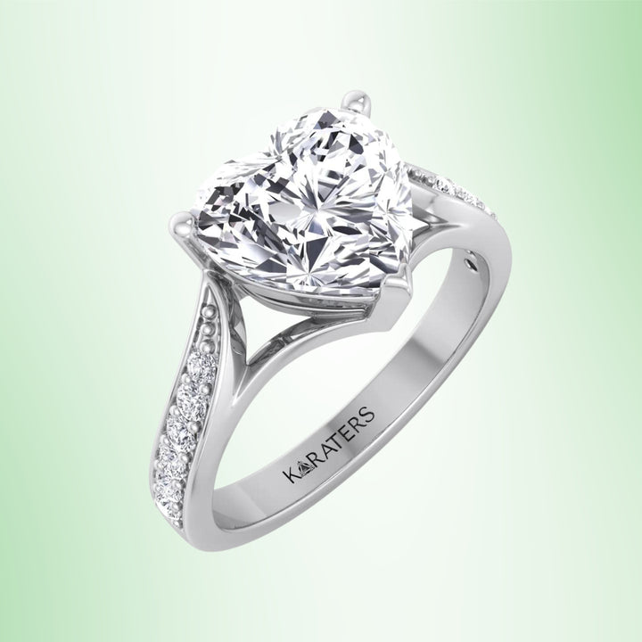 Begonia -  Heart Lab  Diamond Engagement Ring Detailed Band