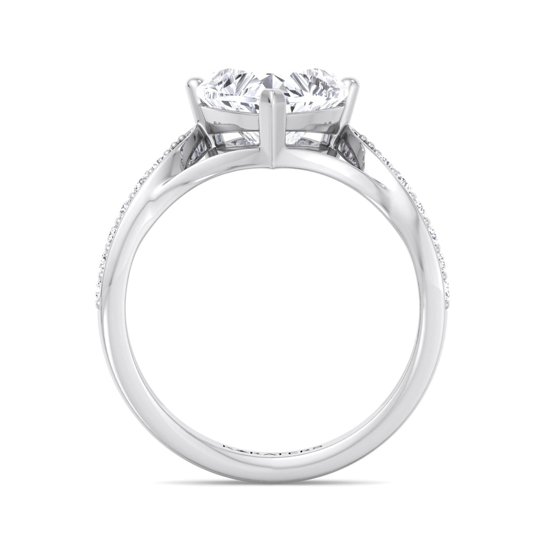 Begonia -  Heart Lab Diamond Ring Band White Gold
