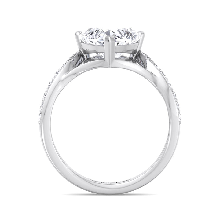 Begonia -  Heart Lab Diamond Ring Band White Gold