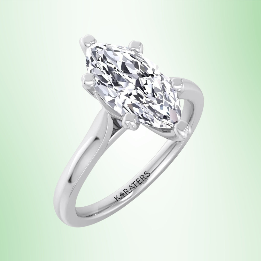 Bergenie-Marquise Cut Solitaire Lab Grown Diamond Engagement Ring