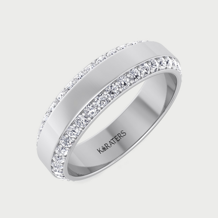 Beveled Edge Lab Grown Diamond Wedding Band