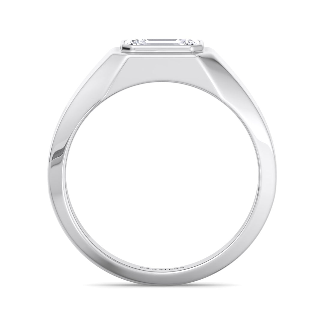 Bezel-Set Unisex Emerald Lab Diamond Ring White Gold