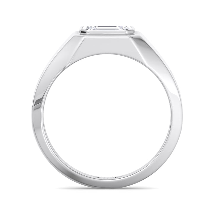 Bezel-Set Unisex Emerald Lab Diamond Ring White Gold