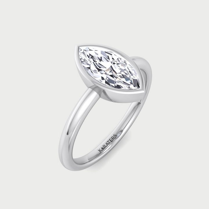 Bezel Set Marquise Shape Lab-Grown Diamond Engagement Ring