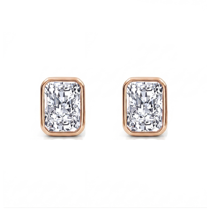 Bezel Set Radiant Cut Lab Grown Diamond Studs RG  2