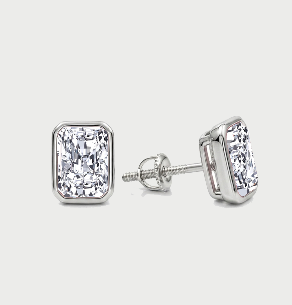 Bezel Set Radiant Cut Lab Grown Diamond Studs