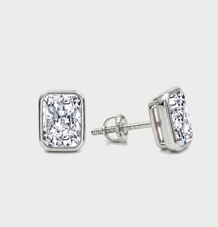 Bezel Set Radiant Cut Lab Grown Diamond Studs