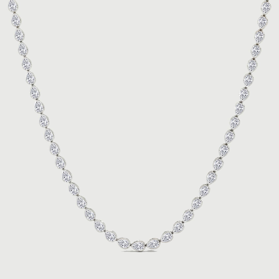 Bezel Set East-West Pear Shape Lab Grown Diamond Tennis Necklace