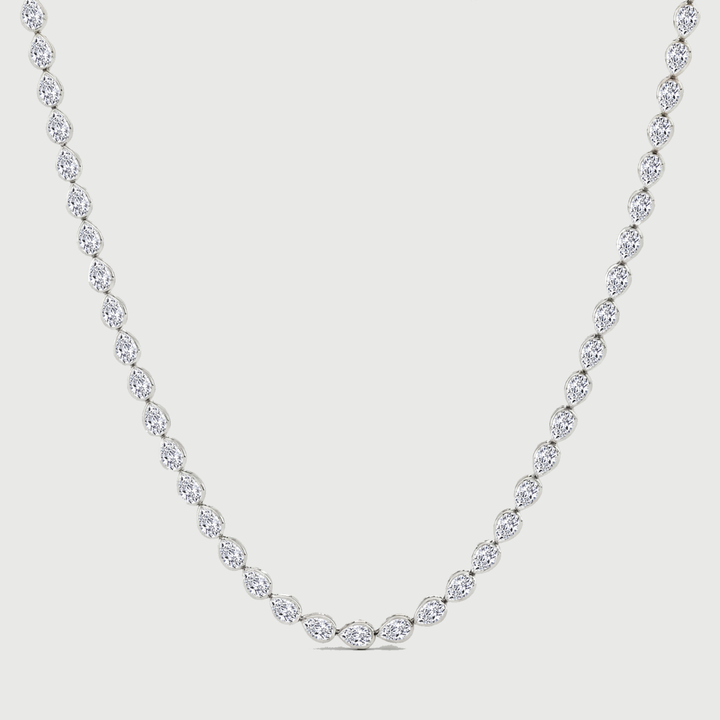 Bezel Set East-West Pear Shape Lab Grown Diamond Tennis Necklace
