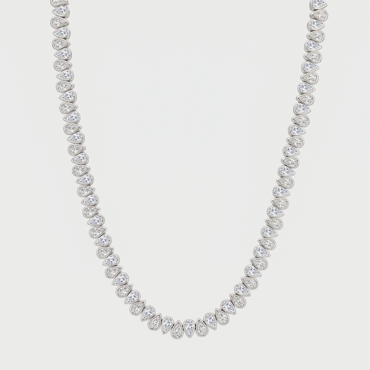 Bezel Set North-South Pear Shape Lab Grown Diamond Tennis Necklace