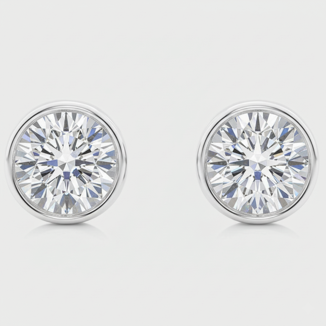 Bezel Set Round Cut Lab-Grown Diamond Studs
