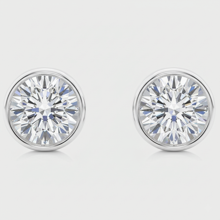 Bezel Set Round Cut Lab-Grown Diamond Studs