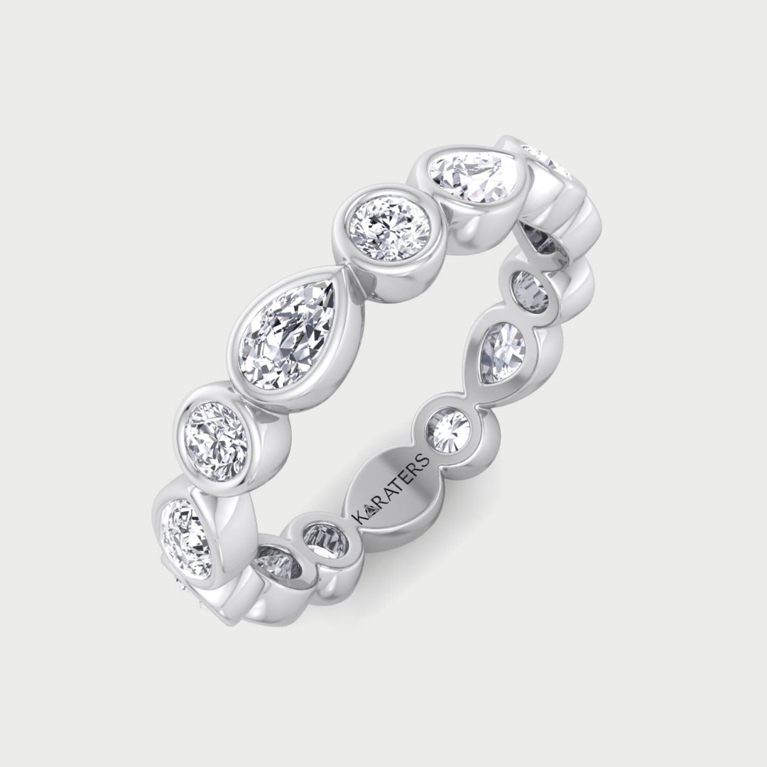 Bezel Set Round and Pear Shape Lab Grown Diamond Eternity Band