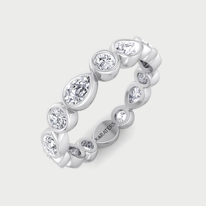 Bezel Set Round and Pear Shape Lab Grown Diamond Eternity Band