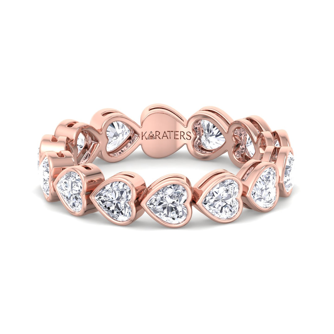 Bezel Heart East to West Lab Diamond Rose Eternity Band, Front